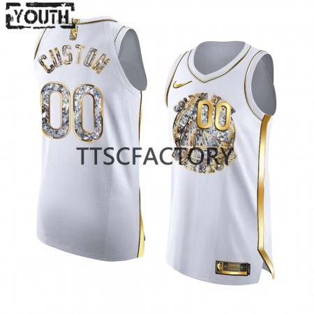 Maillot Basket Golden State Warriors Personnalisé Nike 2022 Golden Diamond Edition Blanc Swingman - Enfant